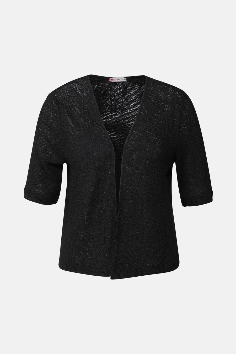 Gilet noir à manches courtes de Street One, en maille ajourée.
