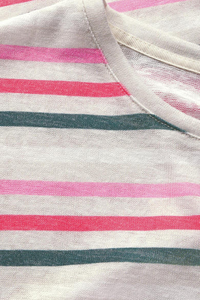 T-shirt à manches courtes multicolore de STREET ONE avec motif rayé rose et vert.