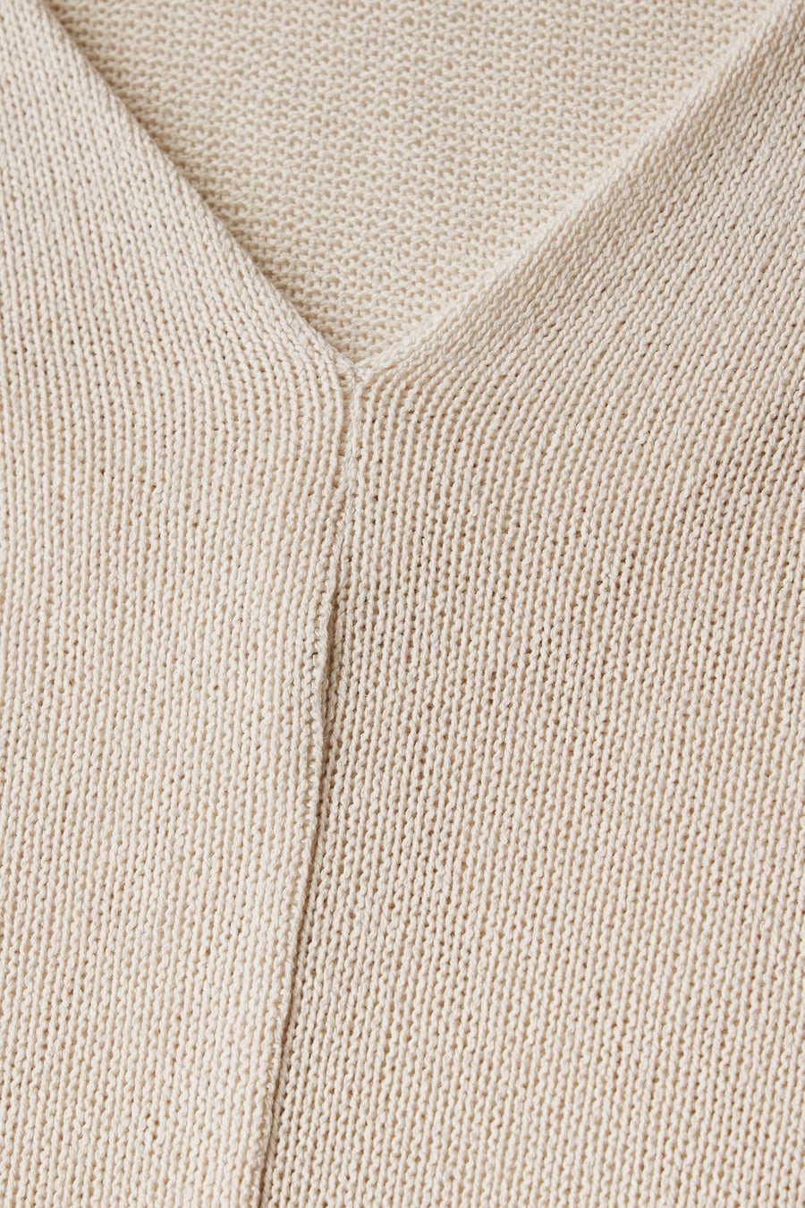 Top met lange mouwen beige van STREET ONE met een gebreid patroon en een V-hals.
