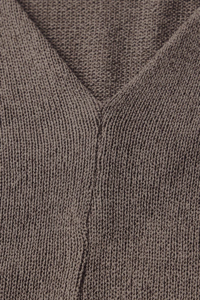 Top met lange mouwen bruin van STREET ONE, met een gebreide textuur en een discrete V-hals.