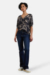 Multikleuren T-shirt met lange mouwen van STREET ONE met beige en zwarte grafische print.