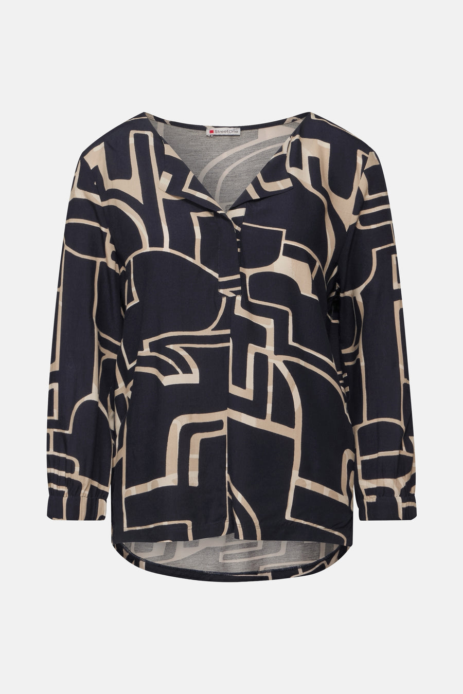 Multikleuren T-shirt met lange mouwen van Street One met een abstract geometrisch patroon.