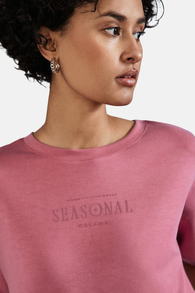 Top met korte mouwen koraal van STREET ONE met ton-sur-ton print.