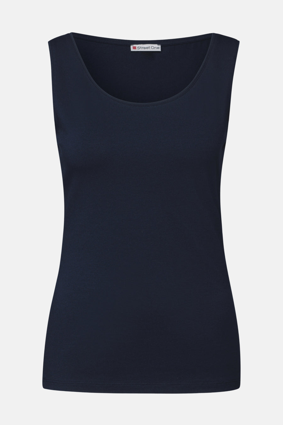 Blauwe tanktop van Street One, effen, met een wijde hals.