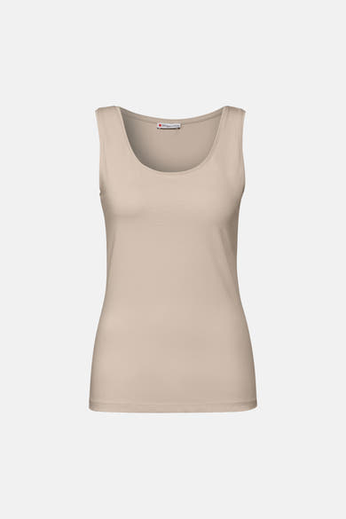 Beige tanktop van Street One, effen met een wijde halslijn en brede schouderbandjes.