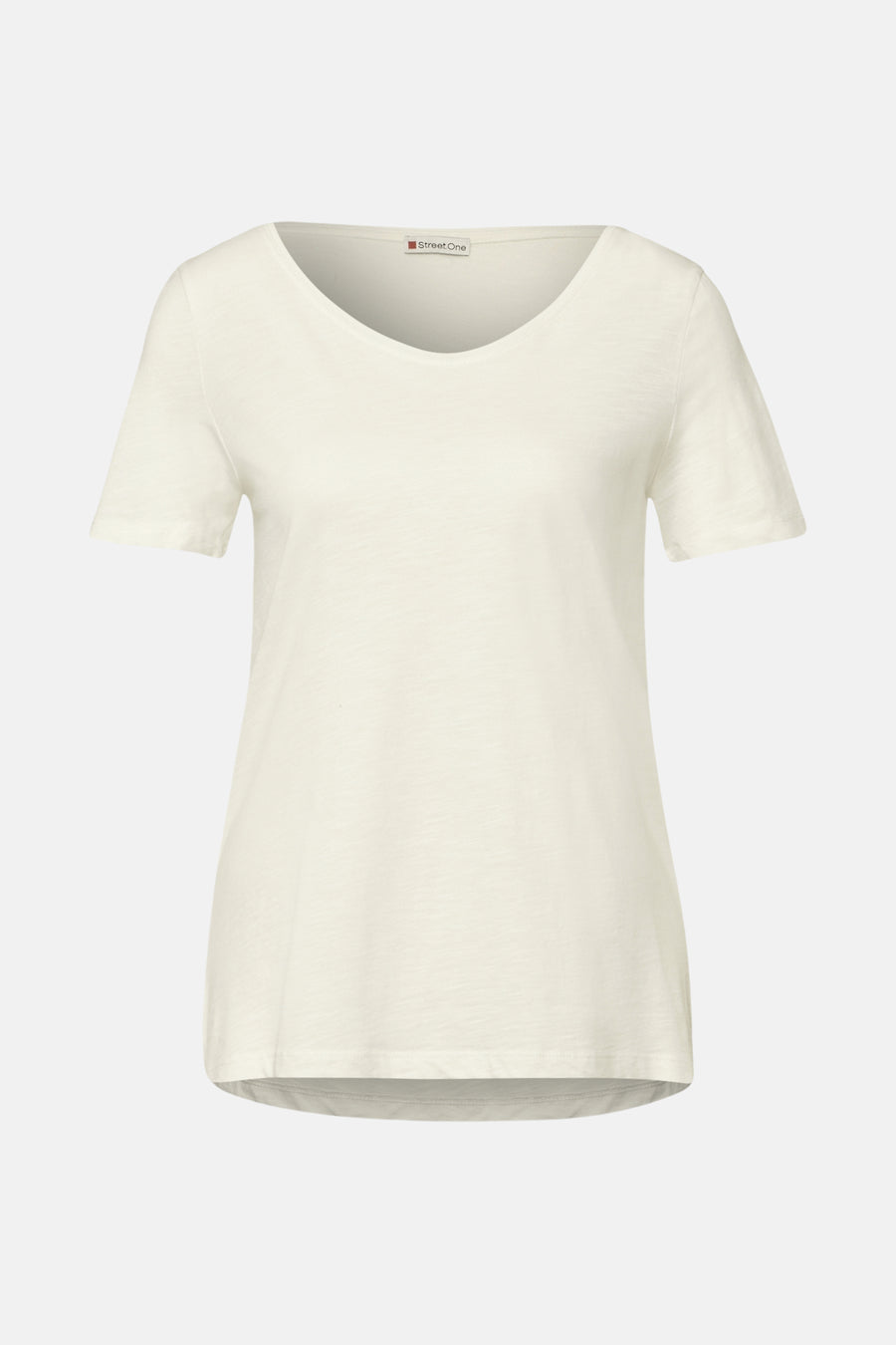 T-shirt blanc de STREET ONE, avec encolure en V et manches courtes.