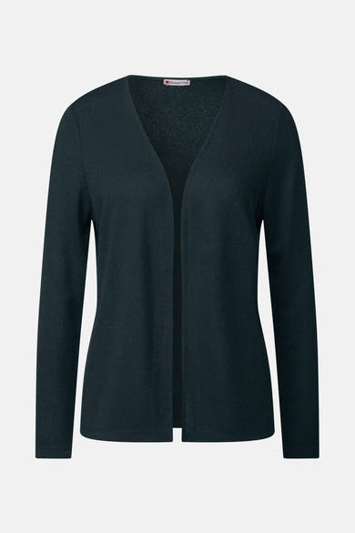 Gilet vert foncé de Street One, coupe ouverte et manches longues.
