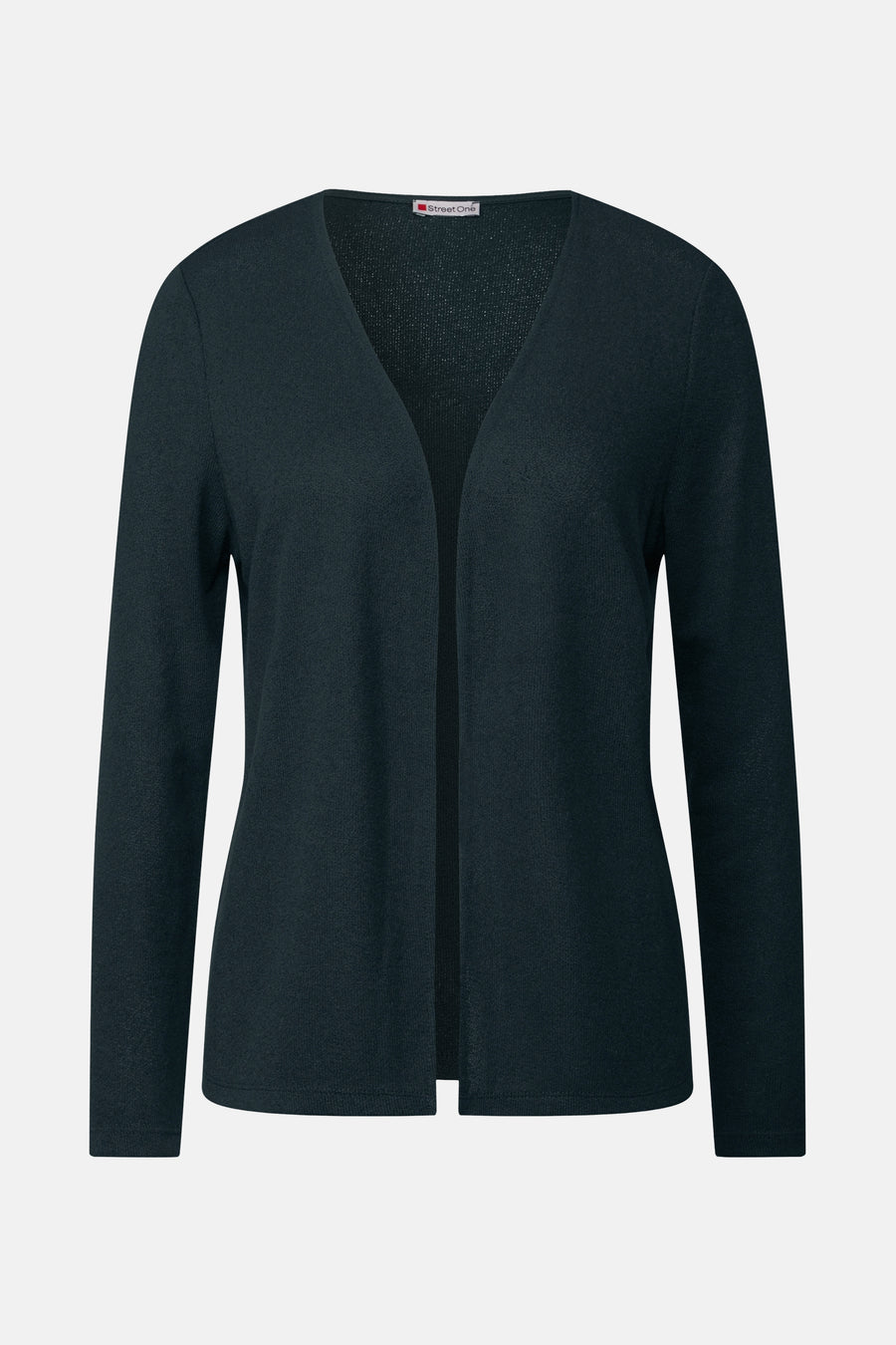 Gilet vert foncé de Street One, coupe ouverte et manches longues.