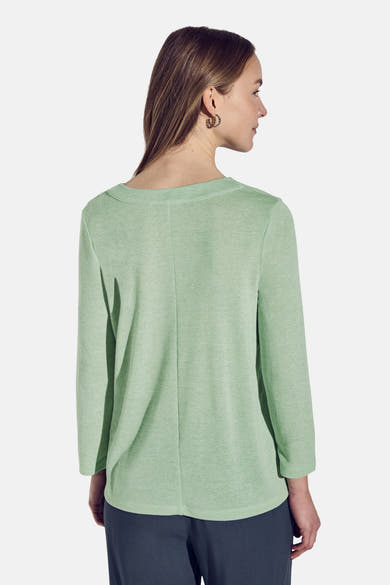 Top met lange mouwen groen van STREET ONE, met driekwartmouwen en een getextureerde stof.