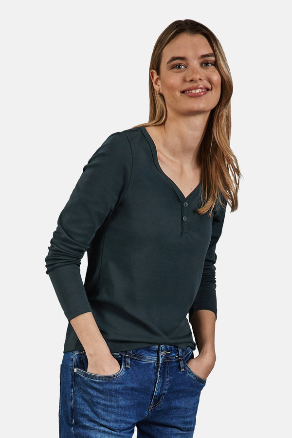 Top uni manches longues Vert - STREET ONE