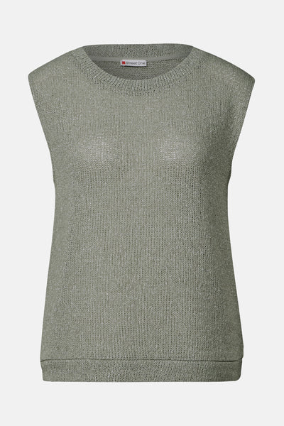 Top sans manches vert par Street One, en maille brillante.
