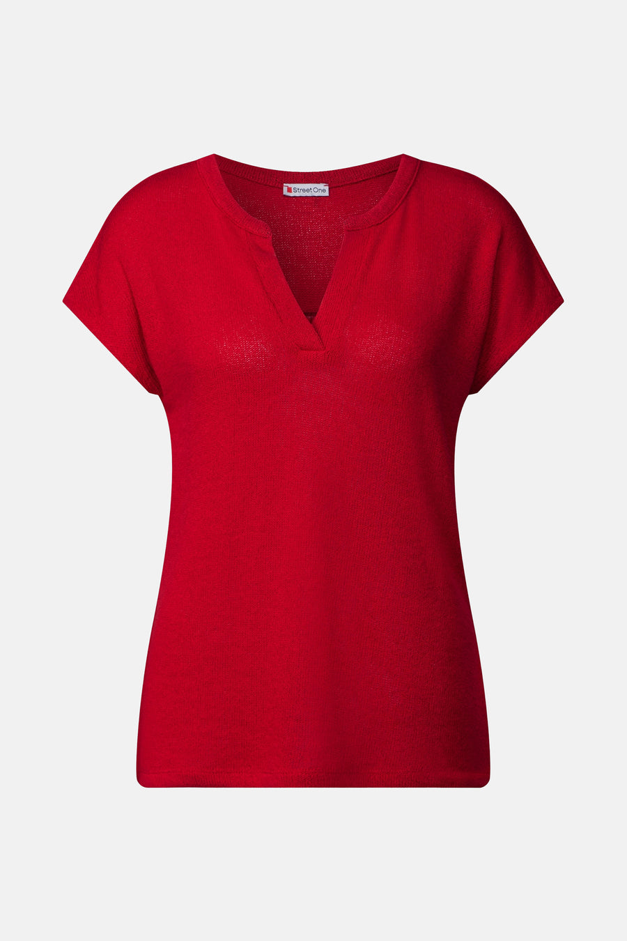 Top met korte mouwen rood van Street One met V-hals.