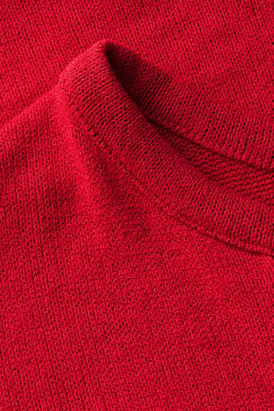Top met korte mouwen rood van STREET ONE, gebreide textuur, kraagdetail.