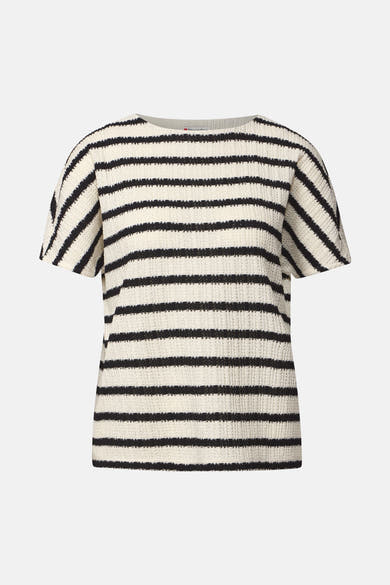 T-shirt à rayures noir et blanc par Street One, en maille texturée à manches courtes.