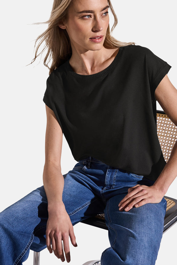 Top uni manches courtes Noir - STREET ONE