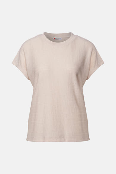 Top uni manches courtes beige de Street One, à texture fine.