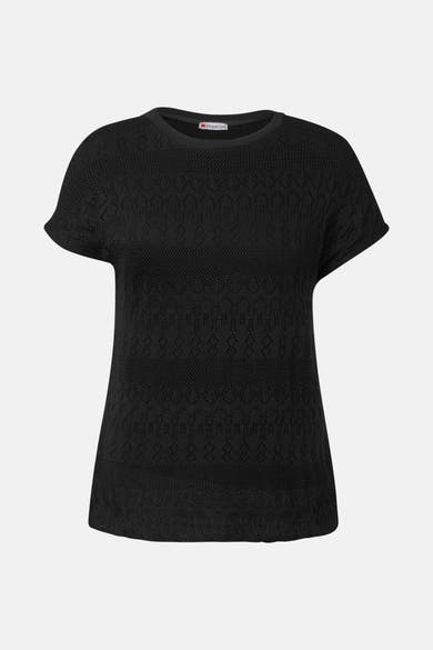 Top uni manches courtes noir de Street One avec texture ajourée fantaisie.