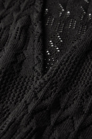 Zwarte Street One bodywarmer met een opengewerkt patroon in fijne brei.