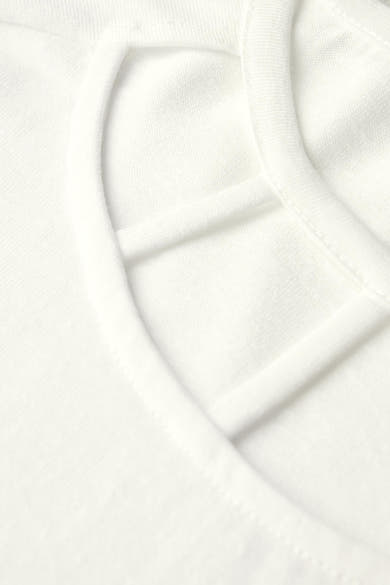 Top met korte mouwen ecru van Street One, kraagdetail.