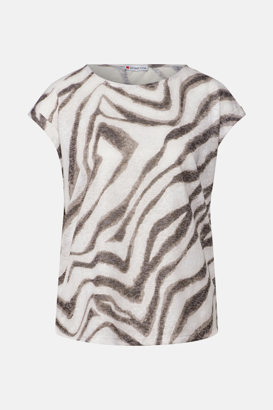 Multikleurig T-shirt met korte mouwen van Street One met zebraprint.