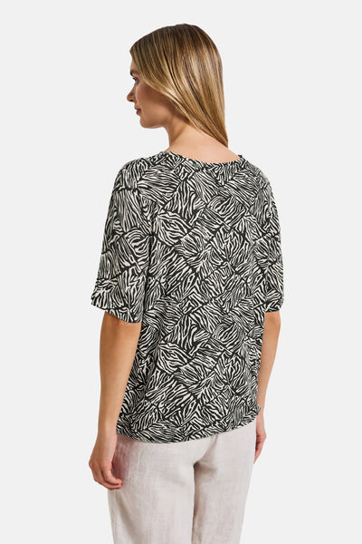 Multikleurig T-shirt met korte mouwen van Street One, met zwart-wit zebraprint.