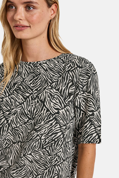 T-shirt à manches courtes imprimé zèbre multicolore de STREET ONE avec encolure ras du cou.