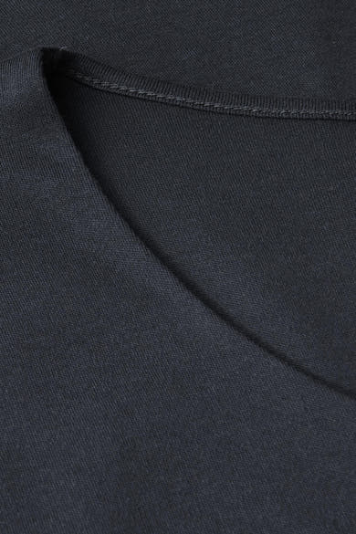 Blauw T-shirt met korte mouwen van Street One, van getextureerde stof met V-hals.