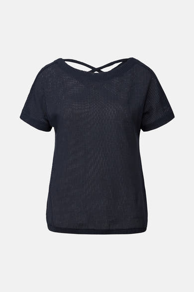 Top uni manches courtes bleu de Street One, avec détails croisés au dos.