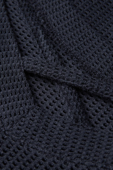 Top uni manches courtes bleu de Street One, en maille ajourée et texturée.