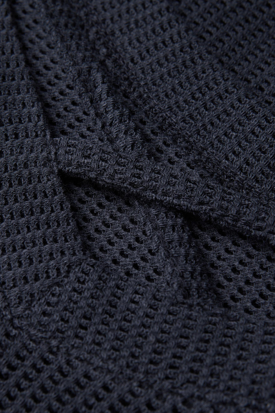 Top uni manches courtes bleu de Street One, en maille ajourée et texturée.