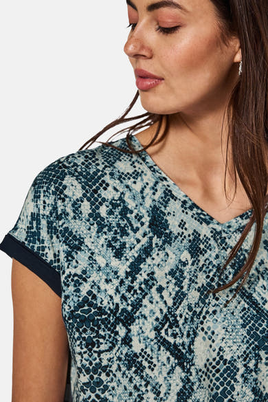 Multikleurig T-shirt met korte mouwen van STREET ONE, met slangenprint.
