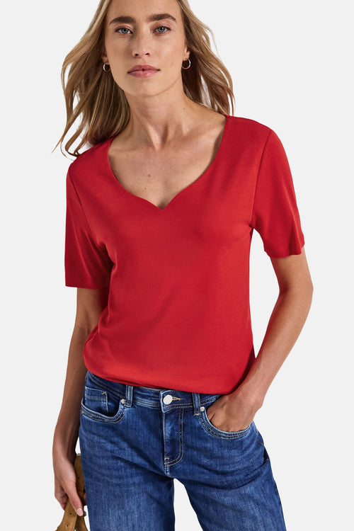 Top uni manches courtes rouge - STREET ONE