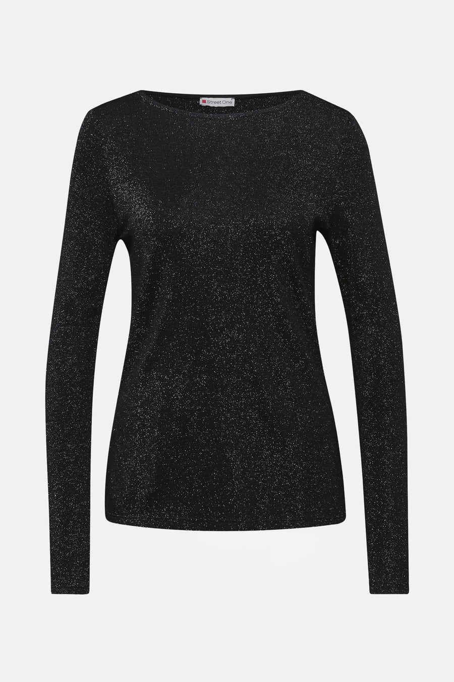 Top uni manches longues noir de Street One, avec un effet scintillant discret.
