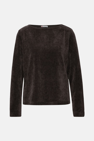Bruine top met lange mouwen van Street One in geribbelde textuurstof