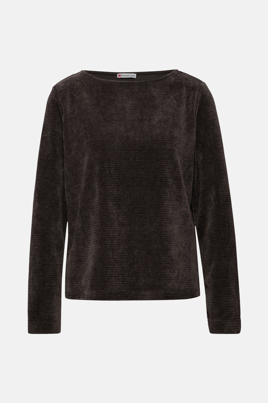 Bruine top met lange mouwen van Street One in geribbelde textuurstof