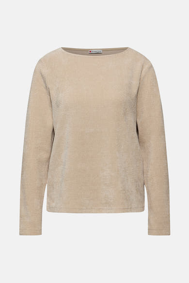Top met lange mouwen beige van Street One met wafelstructuur.