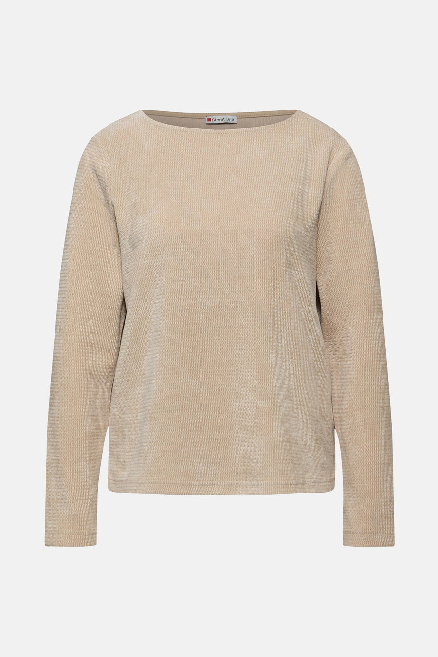 Top met lange mouwen beige van Street One met wafelstructuur.