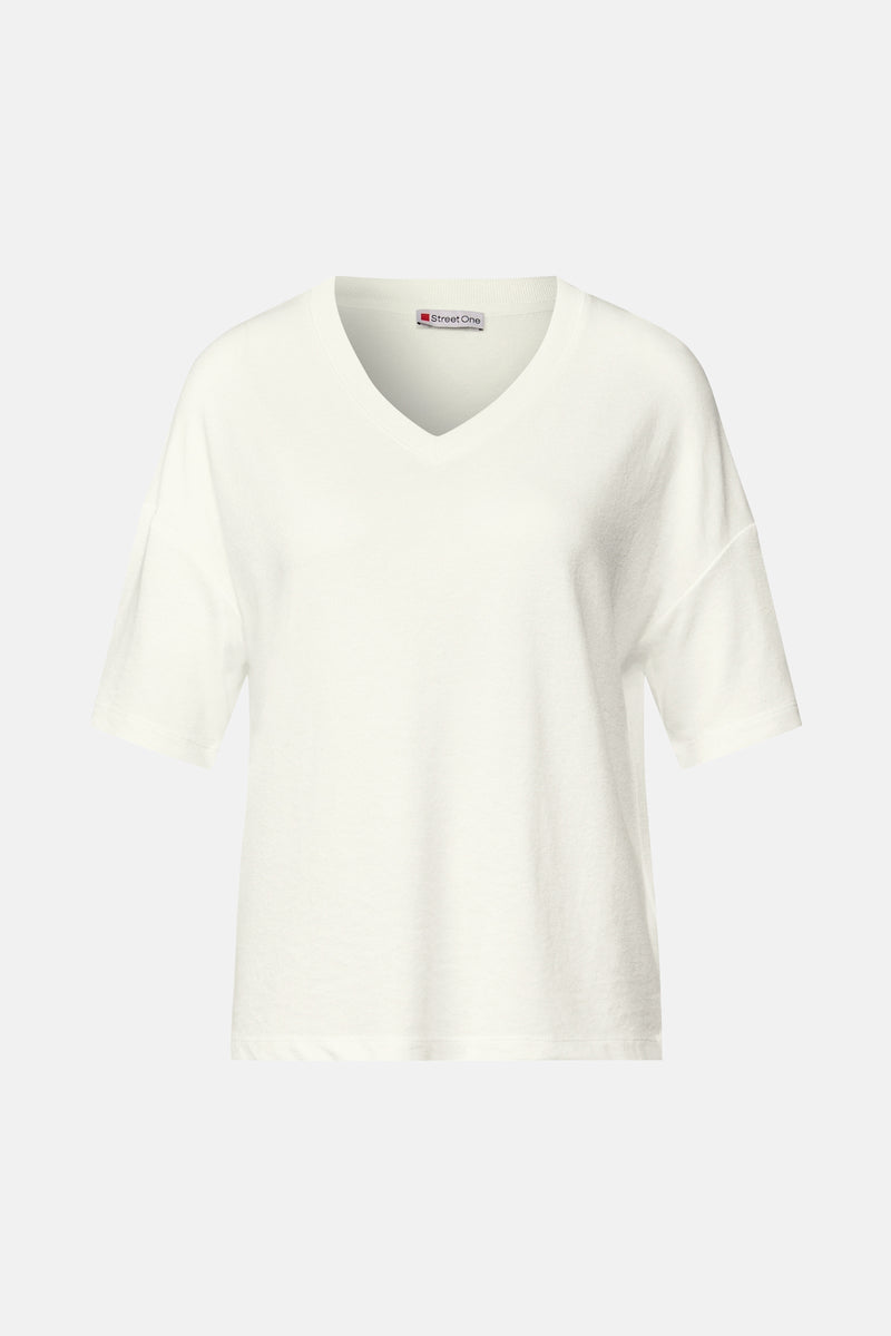 Trui met V-hals wit - STREET ONE