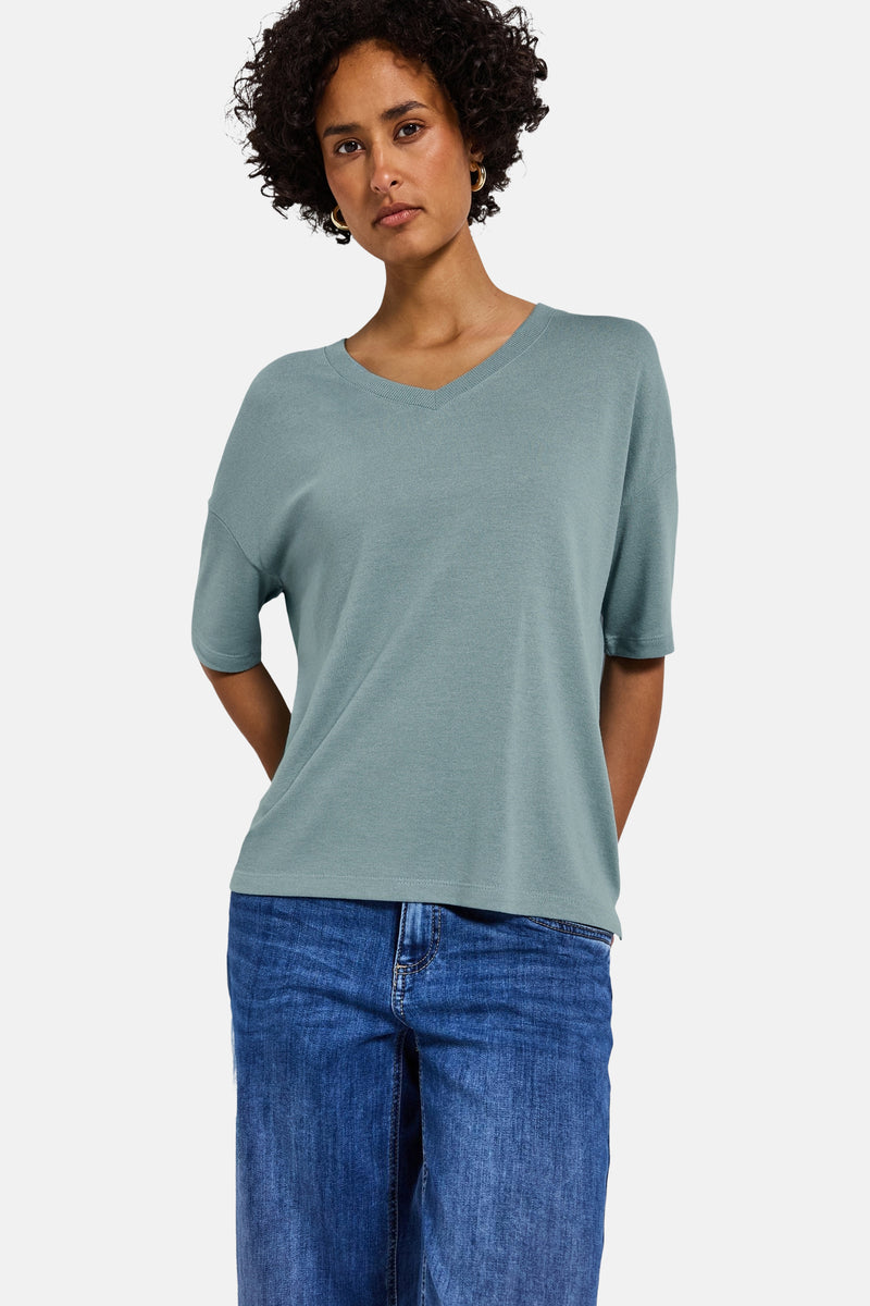 Trui met V-hals blauw - STREET ONE