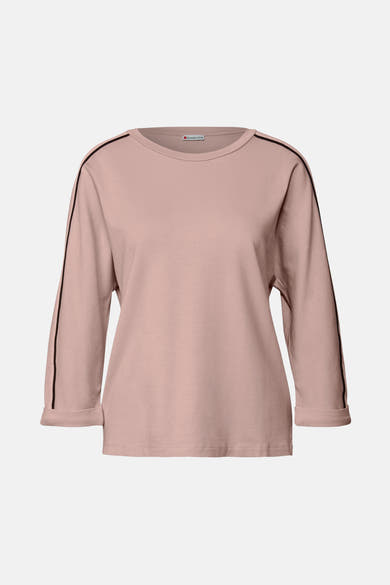 Top met lange mouwen roze van Street One, met contrasterende strepen op de mouwen.
