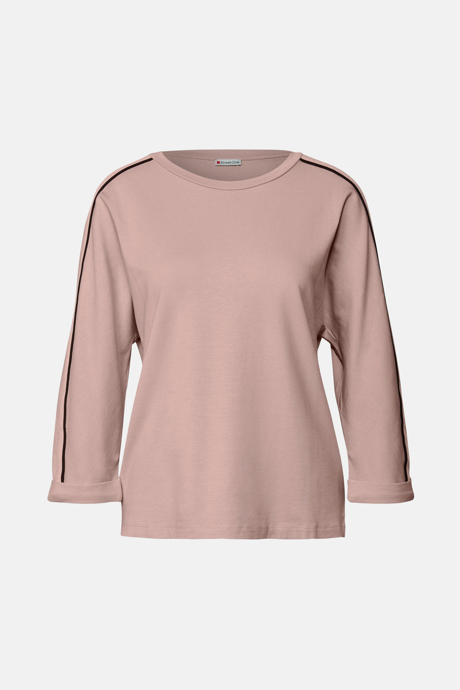 Top met lange mouwen roze van Street One, met contrasterende strepen op de mouwen.
