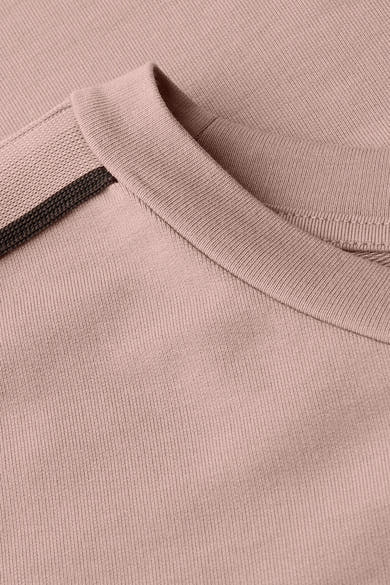 Top met lange mouwen roze van STREET ONE, ronde hals met geribbelde gebreide details.