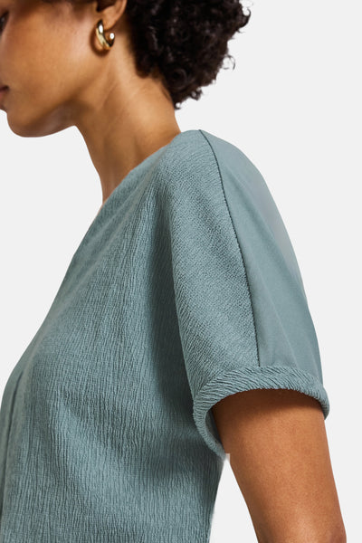 Top met korte mouwen blauw van STREET ONE, textuurdetail en ingezette mouwen.