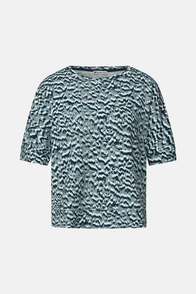 Multikleurig T-shirt met korte mouwen van Street One, met abstracte gespikkelde print.