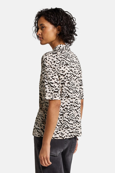 Multikleuren top met korte mouwen van STREET ONE, met een zwart-wit dierenprint.