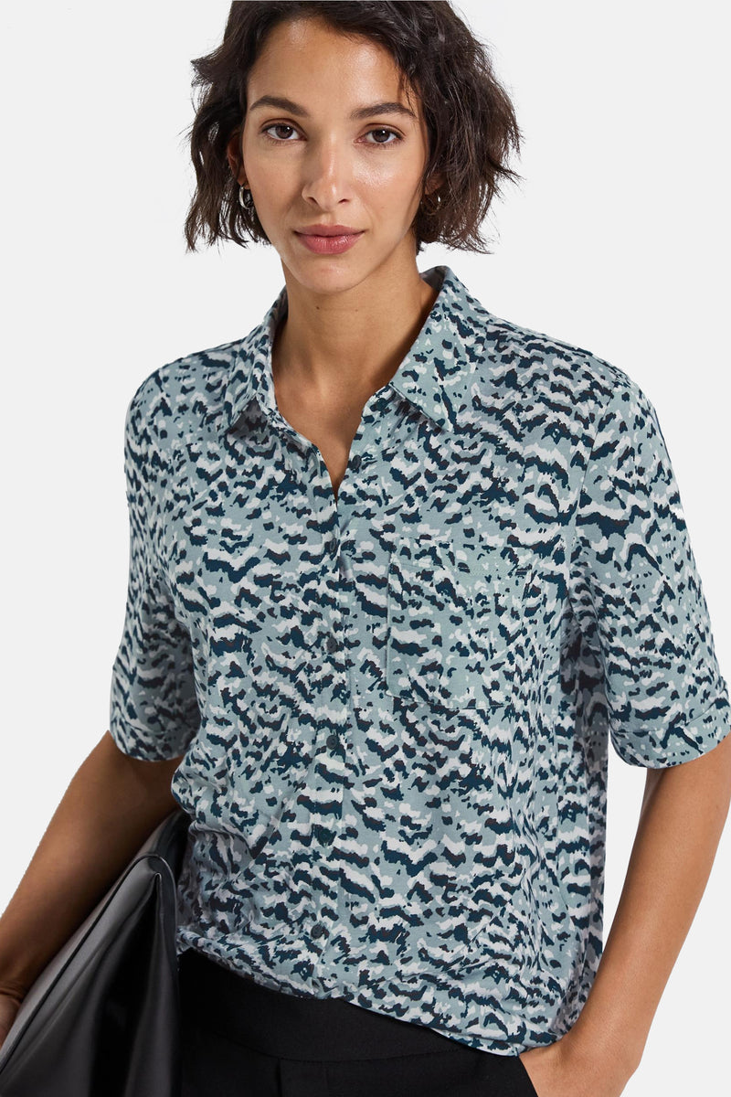 Top met korte mouwen blauw van STREET ONE, met een abstract patroon en een relaxte pasvorm.
