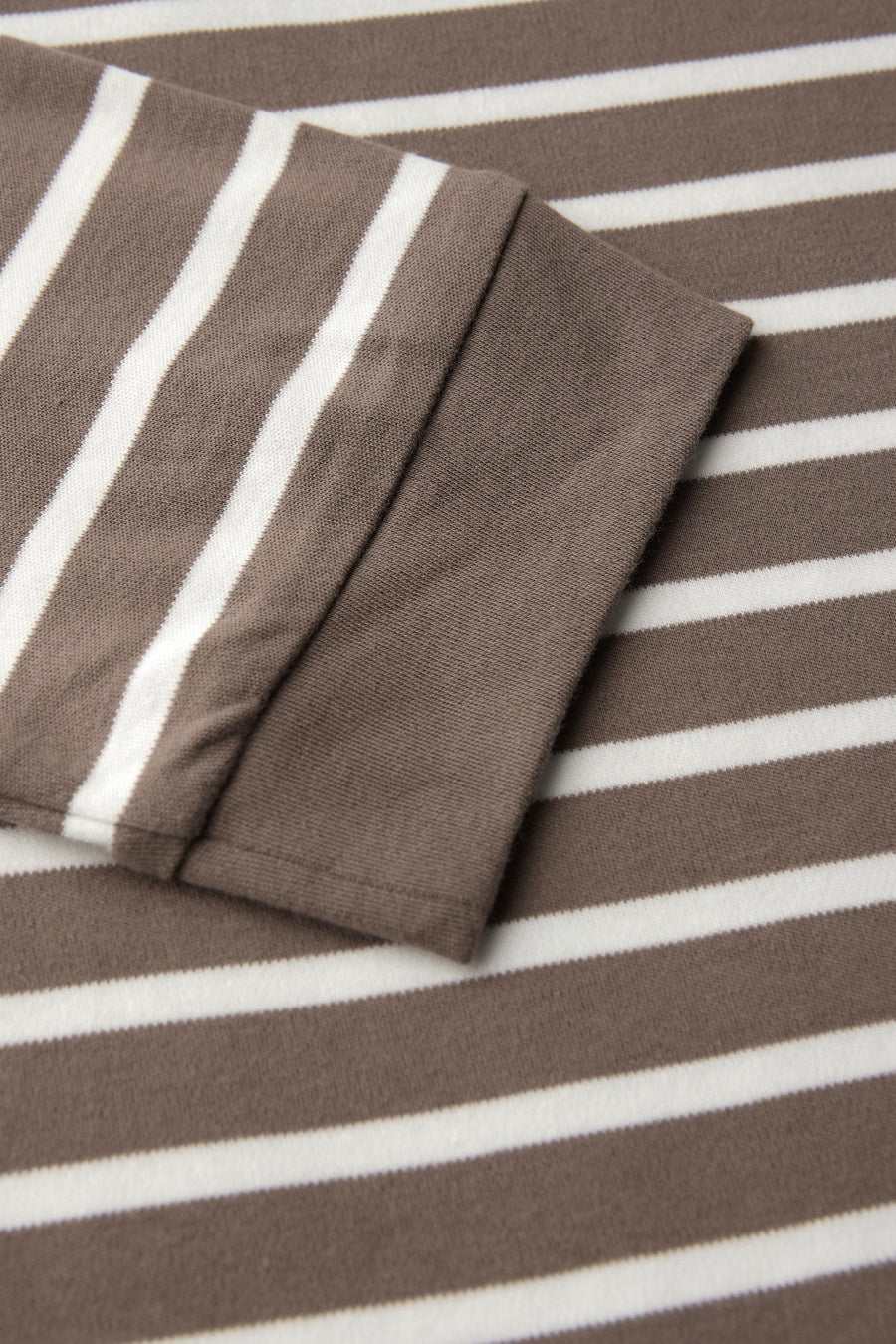 Multikleurig T-shirt met lange mouwen van Street One, bruin en witte horizontale strepen.
