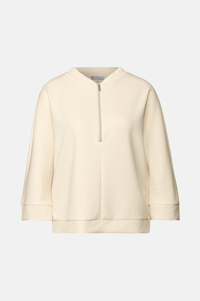 Beige sweater met ritssluiting in de kleur zilver van Street One.