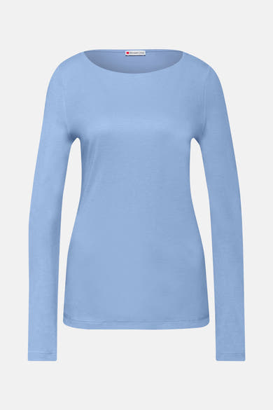 T-shirt bleu à manches longues de STREET ONE sur fond blanc.