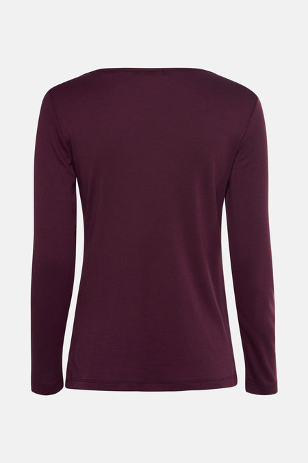 Top uni manches longues rouge de Street One, présenté de dos.